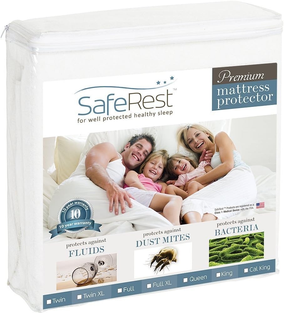 SafeRest Twin Size Premium Hypoallergenic Waterproof Mattress Protector - Vinyl Free