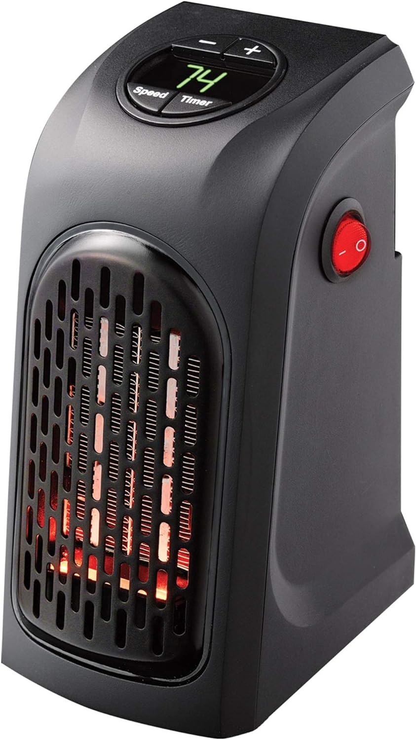 Ontel Handy Heater | Plug-in Personal Heater | Compact Design | Quick and Easy Heat | Digital Display | Great for Travel | On/Off with Timer