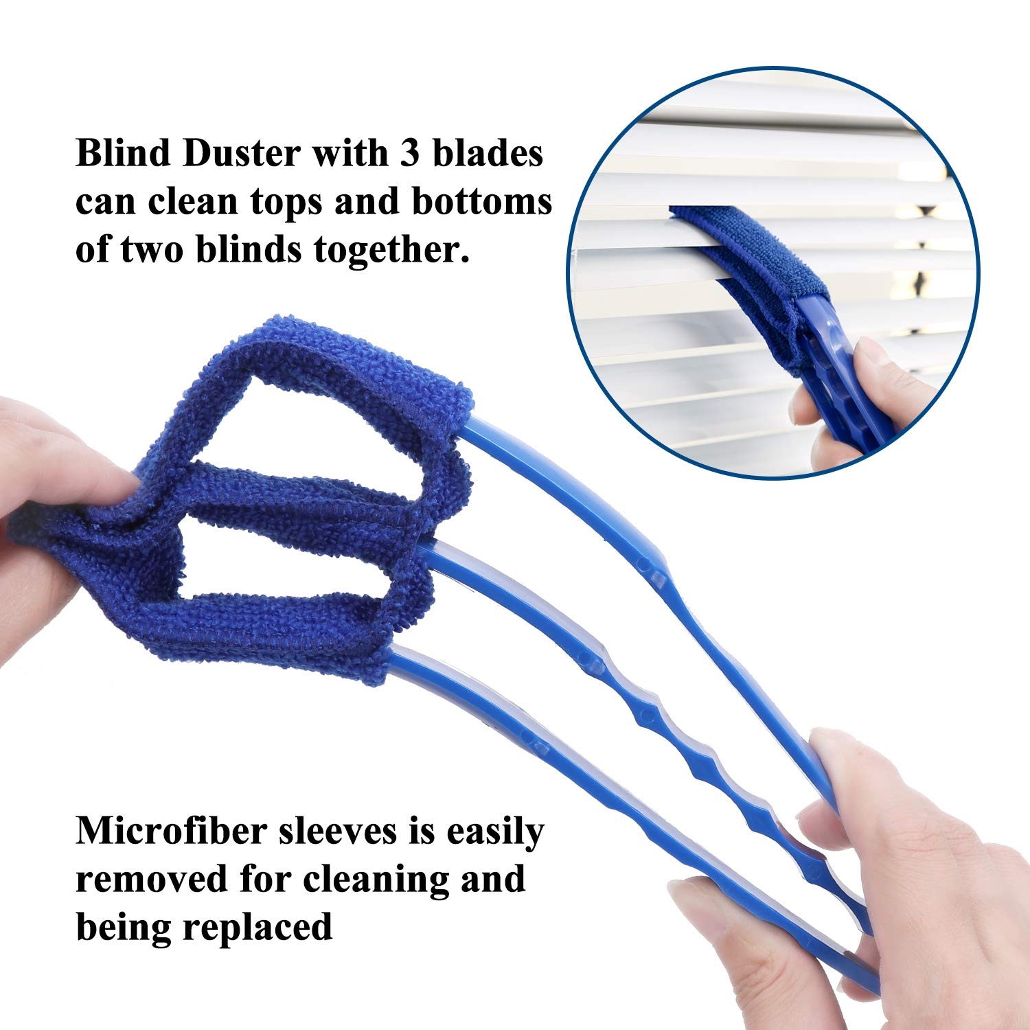 Hiware Window Blind Cleaner Duster Brush with 5 Microfiber Sleeves - Blind Cleaner Tools for Window Shutters Blind Air Conditioner Jalousie Dust