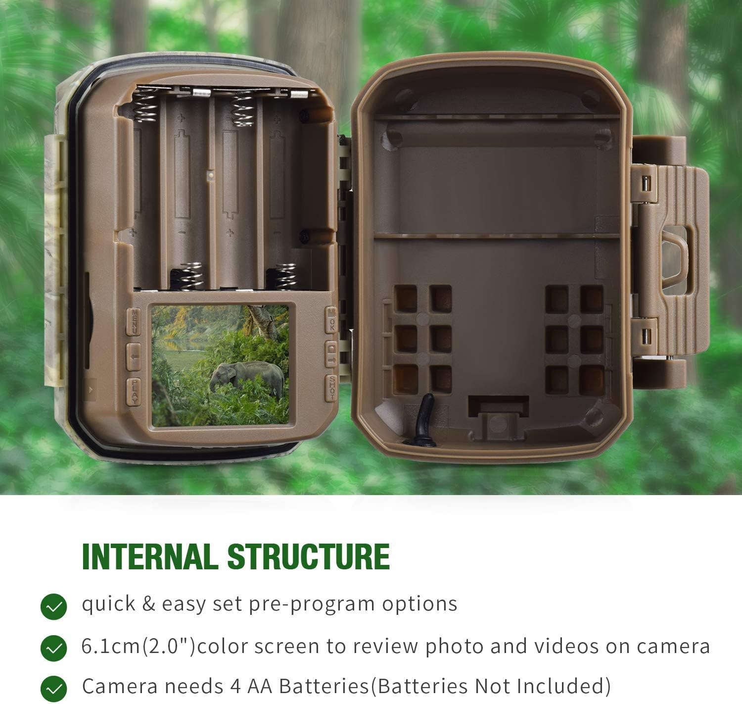 【2020 Upgrade】 Campark Mini Trail Camera 16MP 1080P HD Game Camera Waterproof Wildlife Scouting Hunting Cam with 120° Wide Angle Lens and Night Vision 2.0” LCD IR LEDs