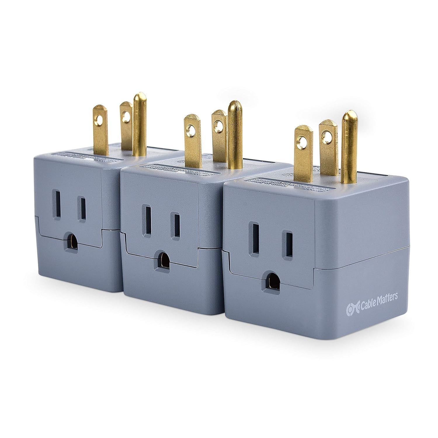 Cable Matters 3-Pack Grounded Power Cube 3 Outlet Adapter