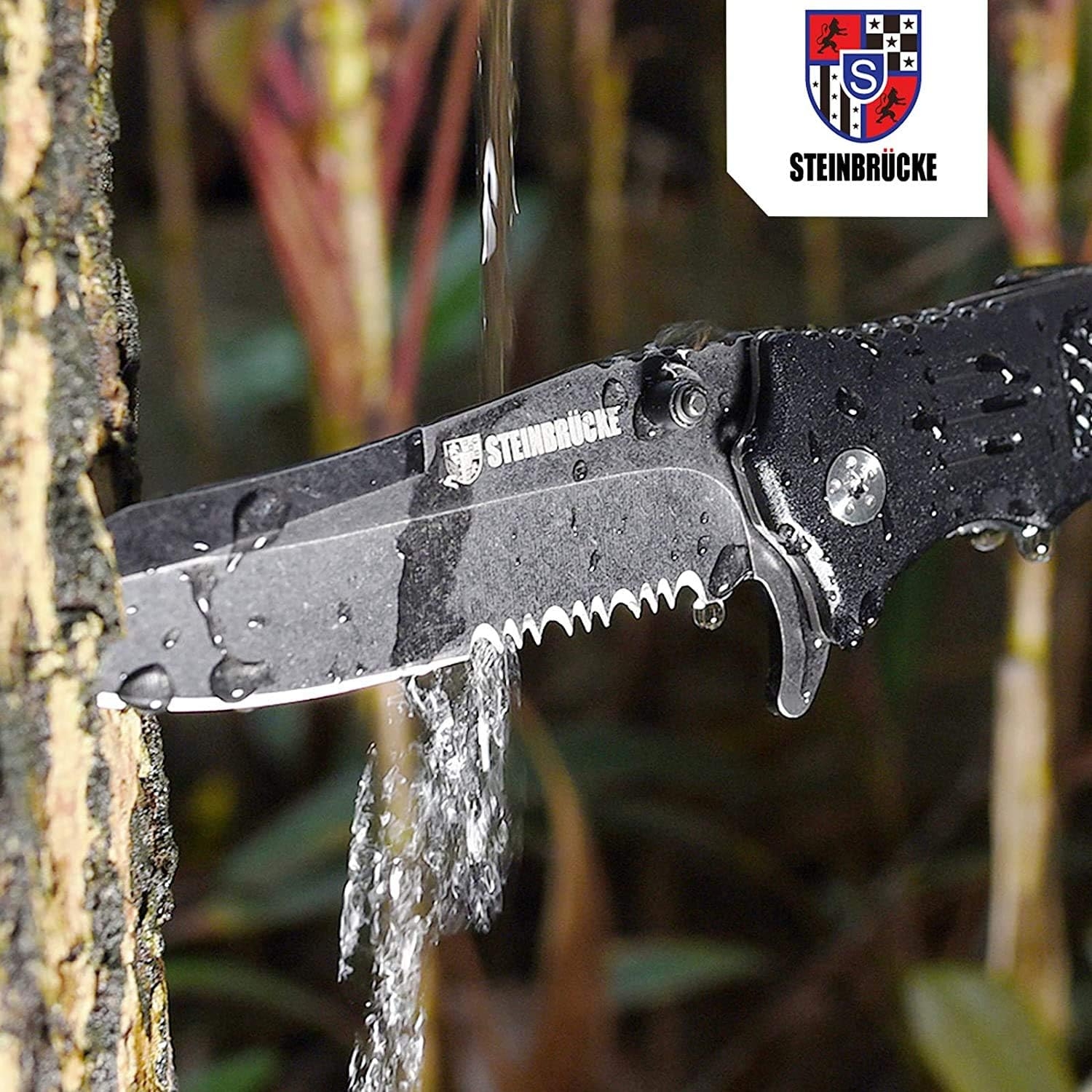 Steinbrucke Tactical Knife Pocket Knife Folding Stainless Steel 8Cr13Mov 3.4'' Blade, with Reversible Clip - Good Gift for Hunting Camping Survival Outdoor and Everyday Carry Fishing