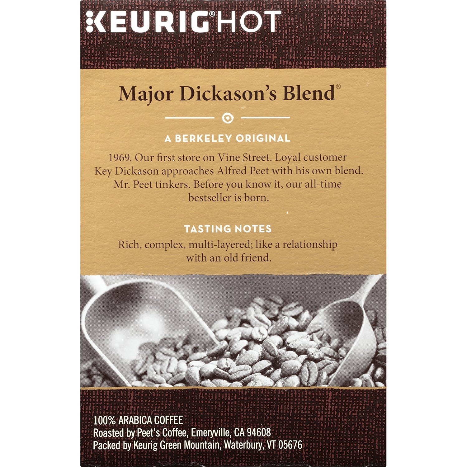 Peet's Coffee Major Dickason's Blend, Dark Roast, 16 Count Single Serve K-Cup Coffee Pods for Keurig Coffee Maker