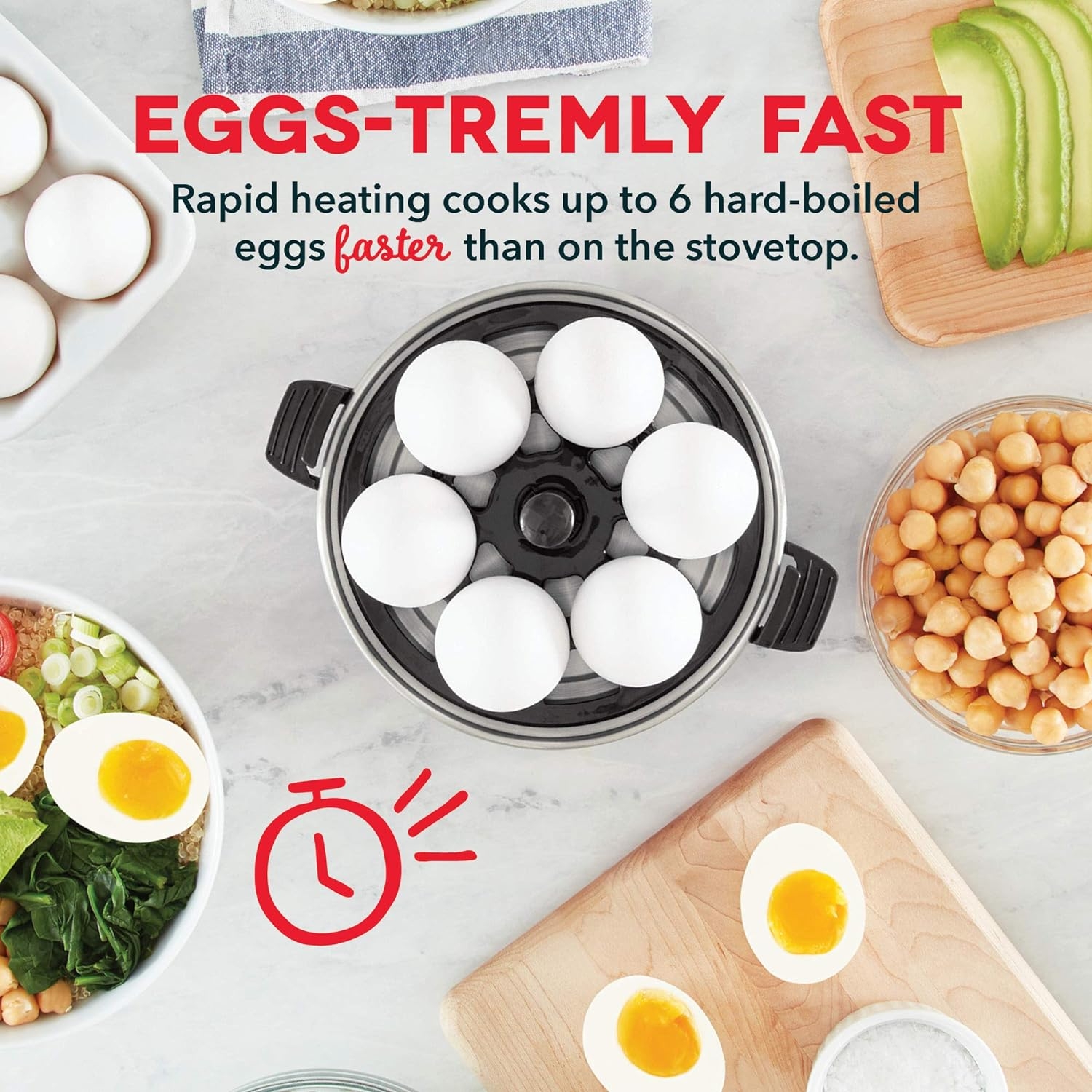 Dash Rapid Egg Cooker: 6 Egg Capacity Electric Egg Cooker for Hard Boiled Eggs, Poached Eggs, Scrambled Eggs, or Omelets with Auto Shut Off Feature - Black