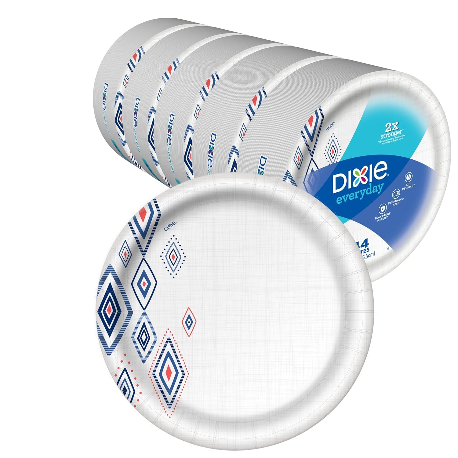 Dixie Everyday Paper Plates,10 1/16" Plate, 220 Count,  Exclusive Design, 5 Packs of 44 Plates, Dinner Size Printed Disposable Plates