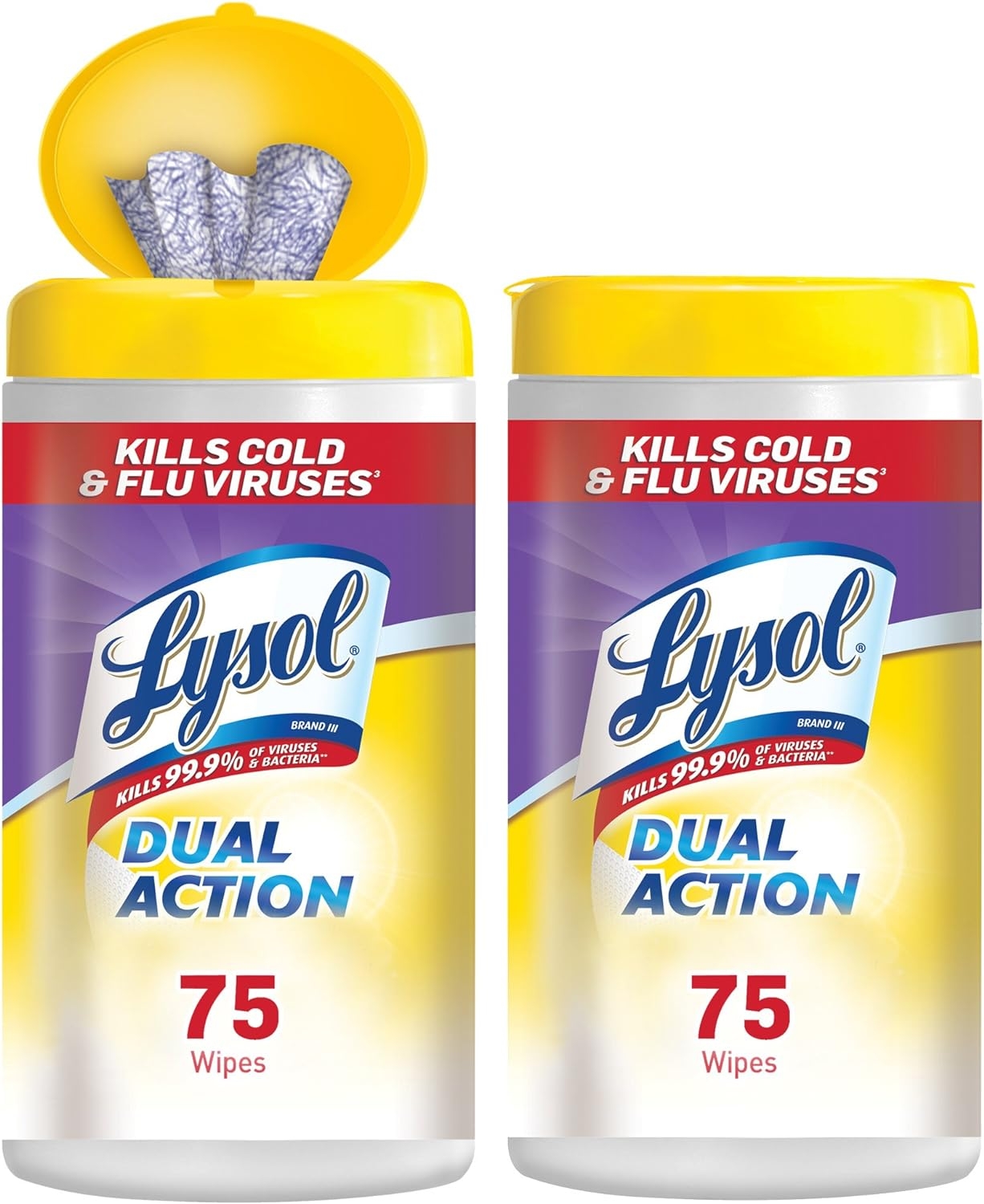 Lysol Dual Action Disinfecting Wipes w. Scrubbing Texture, 150ct (2X75ct)