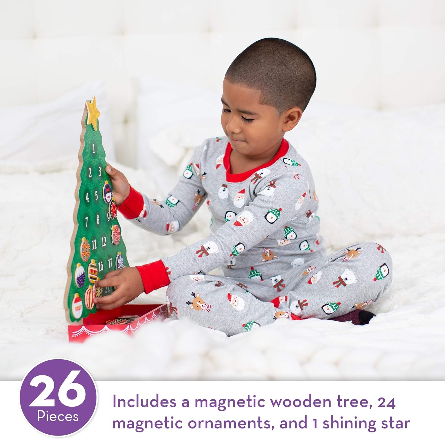 Melissa & Doug Countdown to Christmas Wooden Advent Calendar (Seasonal & Religious, Magnetic Tree, 25 Magnets, Great Gift for Girls and Boys - Best for 3, 4, 5, 6 and 7 Year Olds)