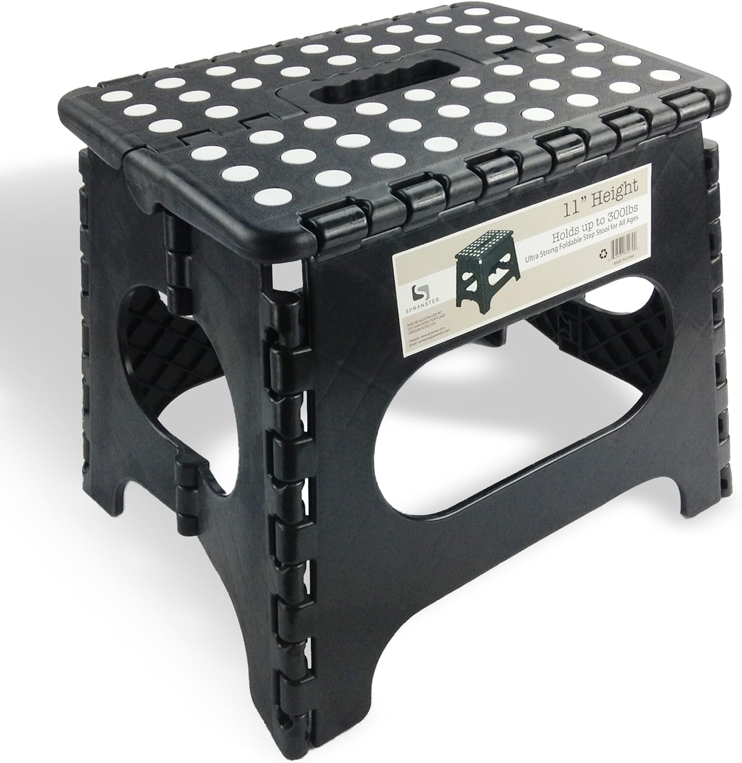 Super Strong Folding Step Stool - 11" Height - Holds up to 300 Lb - The lightweight foldable step stool is sturdy enough to support adults & safe enough for kids. Skid resistant and open with one flip