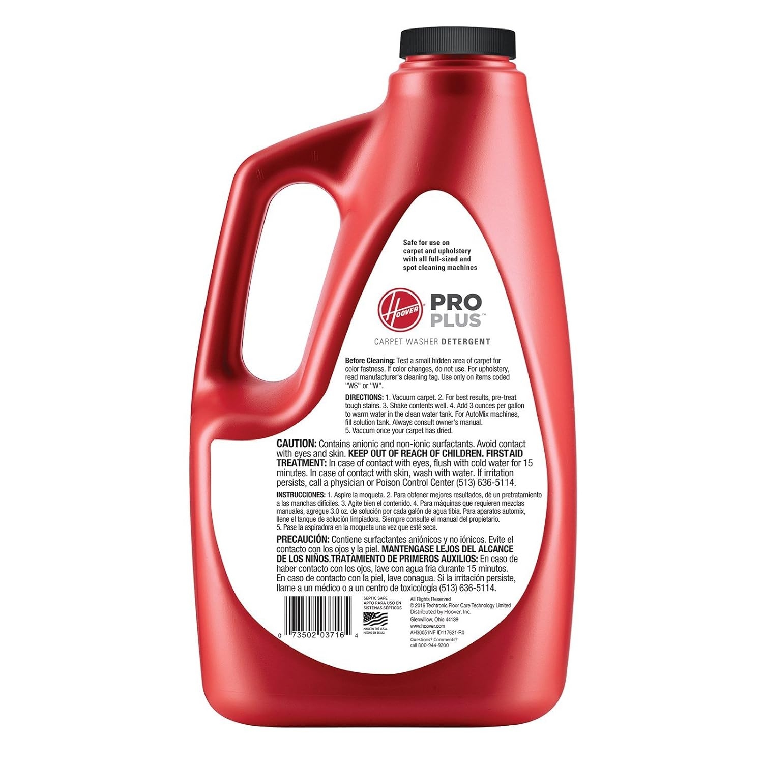 Hoover Pro Plus 2X Carpet Washer and Upholstery Detergent Solution, 120 oz, AH30051NF, Red