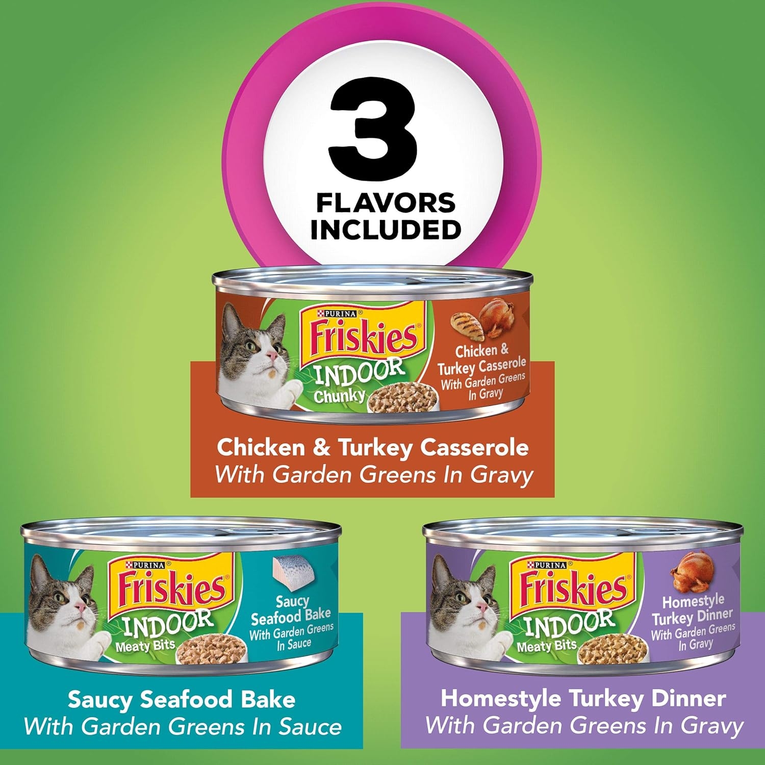 Purina Friskies Indoor Wet Cat Food Variety Pack, Indoor - (24) 5.5 oz. Cans