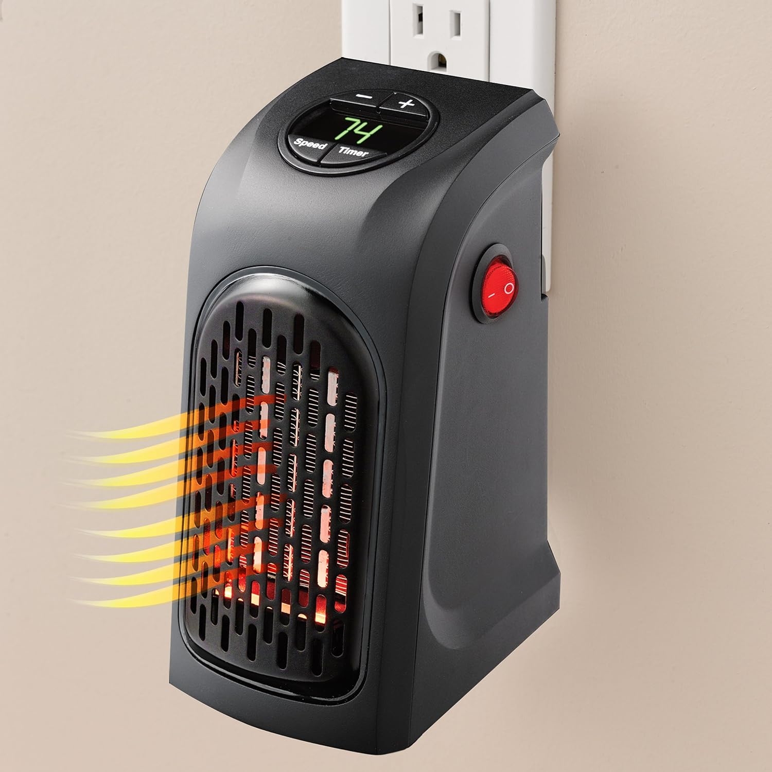 Ontel Handy Heater | Plug-in Personal Heater | Compact Design | Quick and Easy Heat | Digital Display | Great for Travel | On/Off with Timer