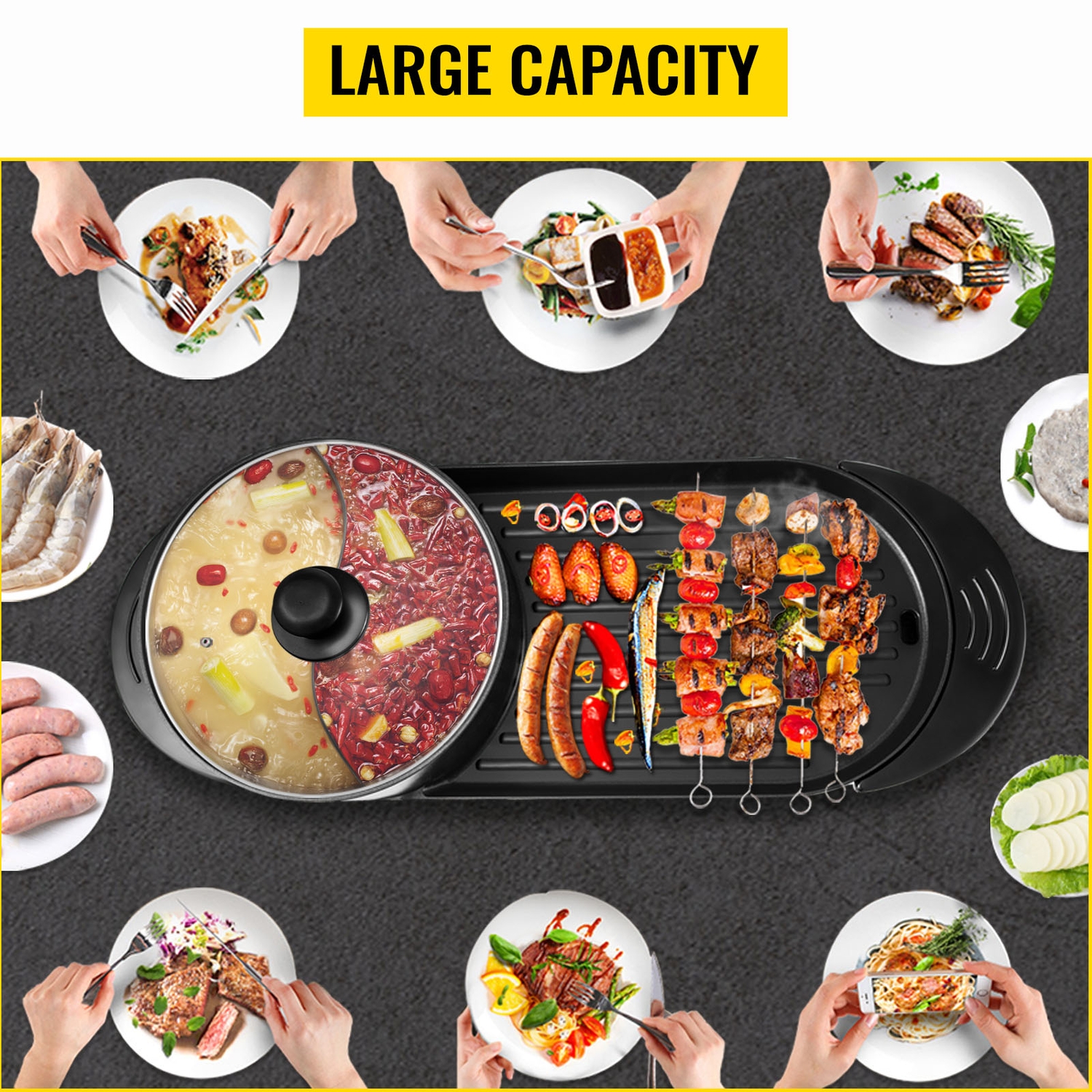 BBQ Pan Grill Hot Pot,Portable,Smokeless