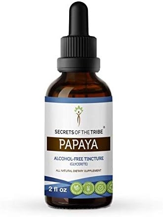 Papaya Alcohol-Free Liquid Extract, Organic Papaya (Carica Papaya) Dried Leaf Tincture Supplement (2 FL OZ)