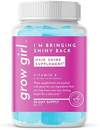 Grow Girl I'm Bringing Shiny Back Hair Vitamins! 120 Gummies Raspberry and Blueberry Flavor! Infused with Folic Acid and Vitamin E! Hair Shine Supplement! (I'm Bringing Shiny Back)