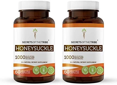 Honeysuckle 60 Capsules(2 pcs.), 1000 mg, Organic Honeysuckle (Lonicera Japonica) Dried Flower (2x60 Capsules)