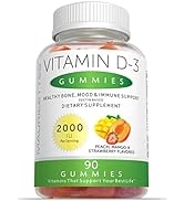 Vitamin D3 Chewable Gummy Vitamins - 2000iu of Vitamin D - 90 Kids & Adult Immune Support Gummies...