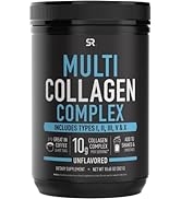 Sports Research Multi Collagen Protein Powder (Type I, II, III, V, X) with Hyaluronic Acid + Vita...