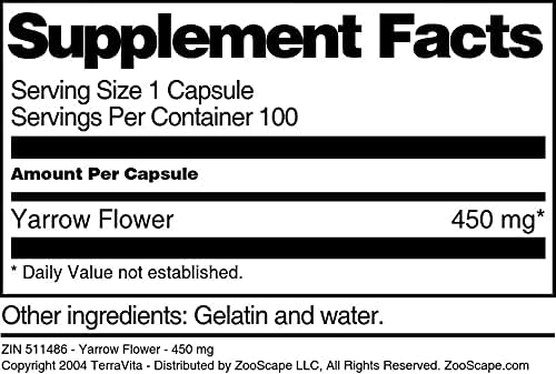 Yarrow Flower - 450 mg (100 Capsules, ZIN: 511486)