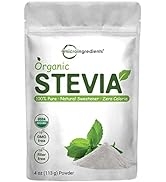 Pure Organic Stevia Powder, 4 Ounces, 706 Serving, Highest Grade Stevia Green Leaf Extract Reb-A,...