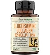 Glucosamine Sulfate Collagen Chondroitin Supplement with Boswellia, MSM, Bromelain, Quercetin and...