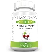 Vitamin D3 K2 Chewable Vitamins with 2000iu of Vitamin D K2 and MK7-90 Kids & Adult Immune Suppor...