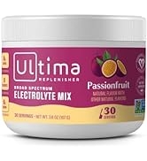 Ultima Replenisher Electrolyte Hydration Powder, Passionfruit, 30 Serving Canister - Sugar Free, ...
