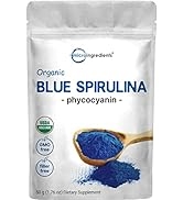 Organic Blue Spirulina Powder (Phycocyanin), No Fishy Smell, 100% Vegan Protein from Blue-Green A...