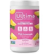Ultima Replenisher Hydrating Electrolyte Powder, Pink Lemonade, 90 Serving Canister - Sugar Free,...