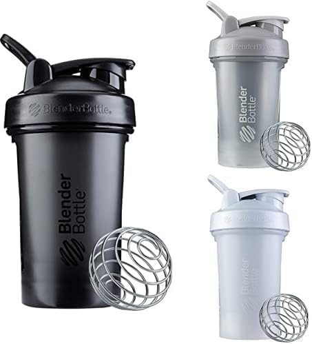 BlenderBottle Classic V2 Shaker Bottle Perfect for Protein Shakes and Pre Workout, 20-Ounce, Black/Pebble Grey/White