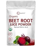 Organic Beet Root Powder, 1 Pound, Cold Pressed and Water Soluble, Beet Juice Pre-Workout Concent...