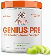 Genius Pre Workout Powder, Sour Apple - All-Natural Nootropic Pre-Workout & Caffeine-Free Nitric ...