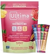 Ultima Replenisher Electrolyte Hydration Powder, Tropical Variety Pack, 20 Count Stickpack Pouch ...