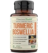 Turmeric Curcumin Boswellia with Ginger and BioPerine Supplement with 95% Curcuminoids - Promotes...