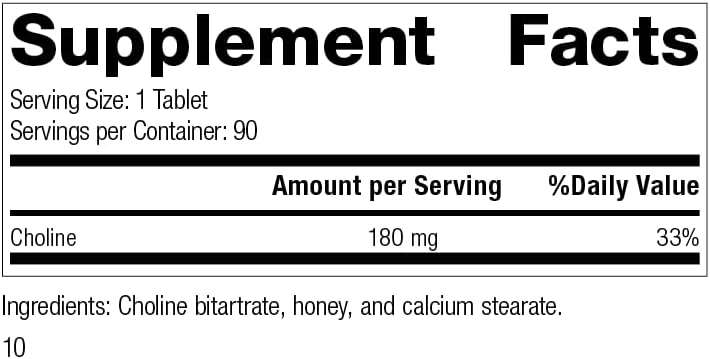 Standard Process Choline - Liver Support, Gallbladder Support, and Nervous System Supplement with Choline Bitartrate and Honey - 90 Tablets