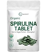 Organic Spirulina Supplement (Raw Spirulina Organic Filler Free), 3000MG Per Serving, 720 Tablets...