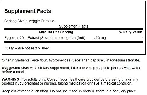 Swanson Eggplant Extract 20:1 450 Milligrams 30 Veg Capsules