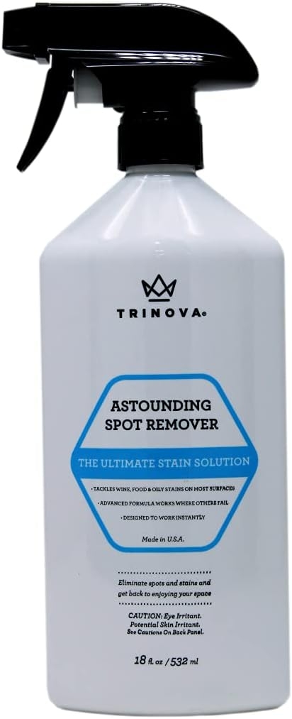 Carpet Spot Remover Spray - Cleaner for Stains on Rugs, Upholstery, Fabric and More. Red Wine Eliminator and Eraser for Most Surfaces. 18oz trinova
