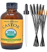 Organic Castor Oil (4oz / 120ml) - USDA Certified Organic, Pure, Cold Pressed, Thick, Hexane Free...