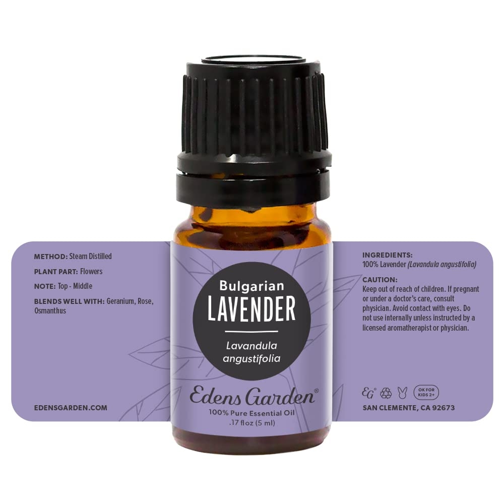 Edens Garden Lavender- Bulgarian Essential Oil, 100% Pure Therapeutic Grade (Undiluted Natural/Homeopathic Aromatherapy Scented Essential Oil Singles) 5 ml