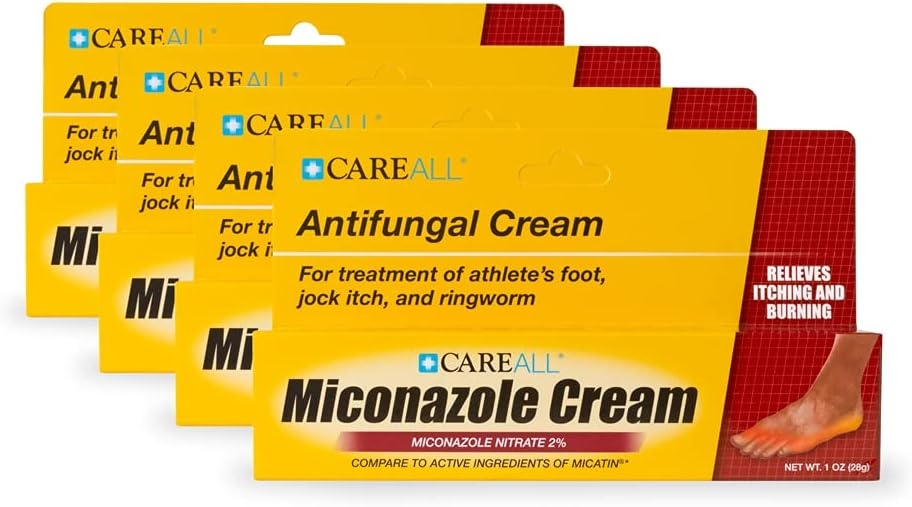 (4 Pack) CareALL® 1.0 oz. Antifungal Miconazole Nitrate 2% Cream, Compare to Micatin, Cures Most Athlete’s Foot, Jock Itch, Ringworm