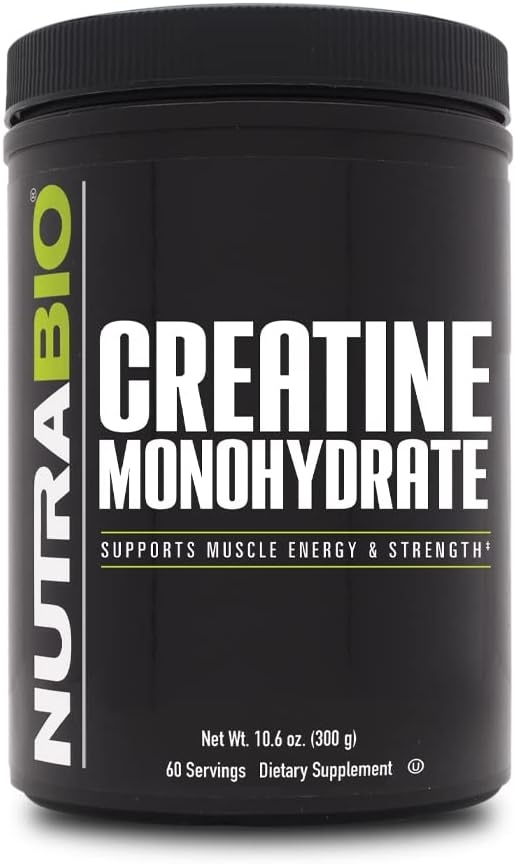 NutraBio Creatine Monohydrate - Micronized and Pure Grade - Supports Muscle Energy and Strength - (500 Grams) - Unflavored, HPLC Tested