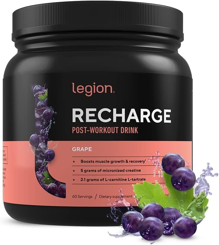 Legion Recharge Post Workout Supplement - All Natural Muscle Builder & Recovery Drink with Micronized Creatine Monohydrate. Naturally Sweetened & Flavored, Safe & Healthy (Watermelon, 30 Serve)