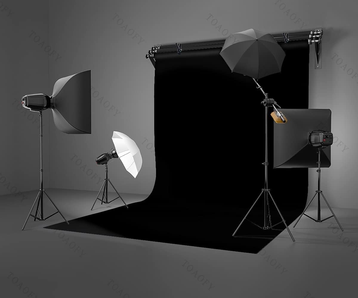 TOAOFY Black Photo Backdrop 5x7ft Professional Black Photo Studio Background Screen for Video Photography and Television TAY001