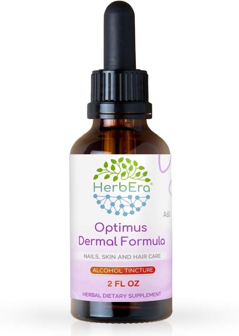 Optimus Dermal Formula A60 Alcohol Extract Tincture, Organic: Horsetail Herb, Stinging Nettle Root, Burdock Root, Dandelion Leaf and Root, Alfalfa Leaf. Nails, Skin and Hair Care 2 Fl Oz