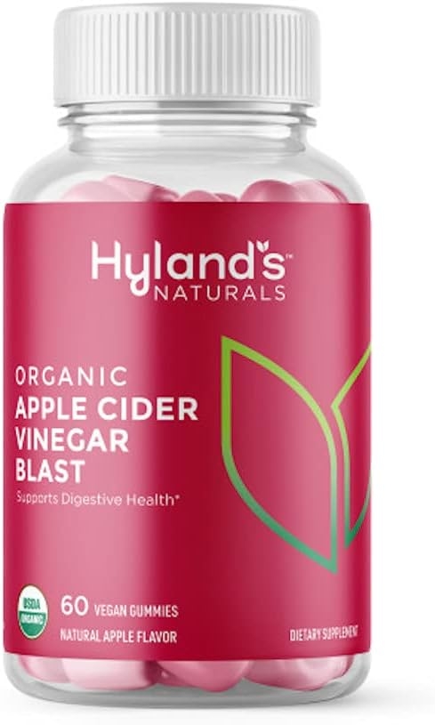 HYLAND'S Naturals Organic Apple Cider Vinegar Blast Gummies, Digestive Health Support, 60 Vegan ACV Gummies (30 Days)