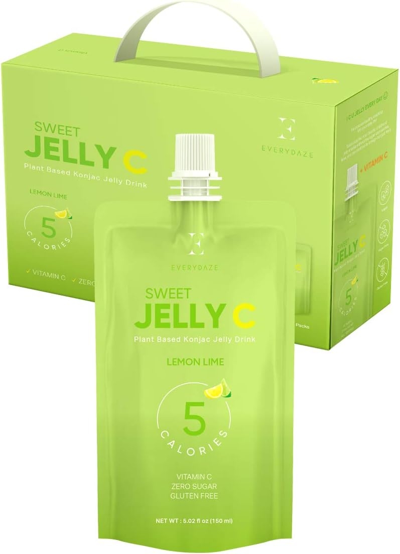 EVERYDAZE Sweet Jelly C Konjac Jelly | Vitamin C, Vegan, 5 Calories, 0 Sugar | Lemon Lime | 10 Packs | Keto, Gluten Free, Healthy Diet Pouch Drinkable Snack, Weight Management, Low Calorie