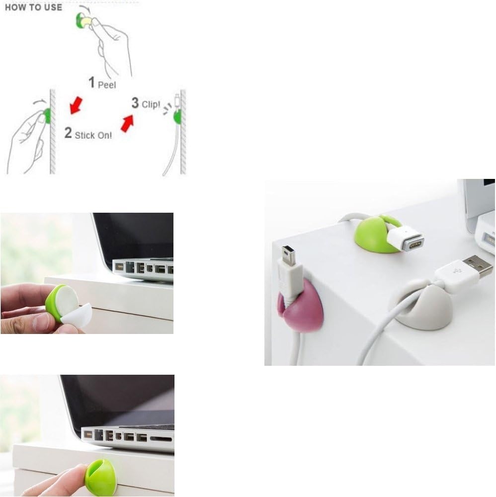 Shintop Cable Clips, Desk Cable Drop, Desk Wire Clips for All Your Computer, Electrical, Charging or Mouse Cord (Colorful,6pcs)