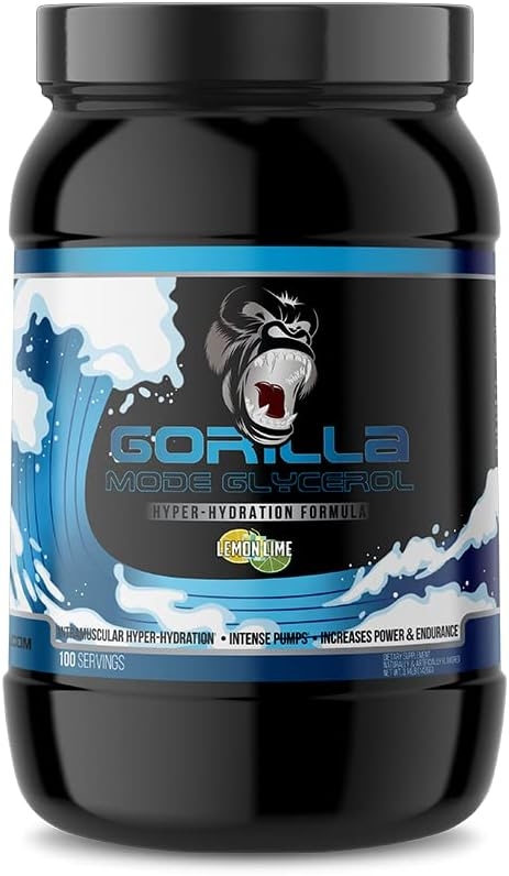 Gorilla Mode Glycerol Pre-Workout - Hydrating Pre-Workout Formula for Intense Pumps · Intramuscular Hyper-Hydration · Increased Power & Endurance / 1270 Grams (Lemon Lime)