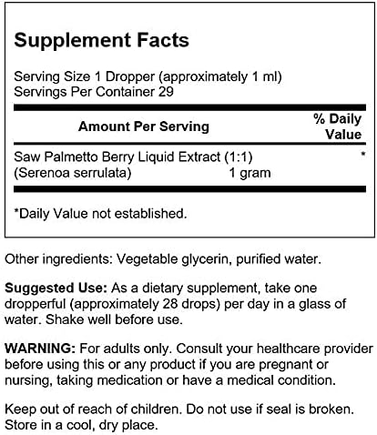 Swanson Saw Palmetto Liquid Extract (Alcohol and Sugar-Free) 1 fl Ounce (29.6 ml) Liquid