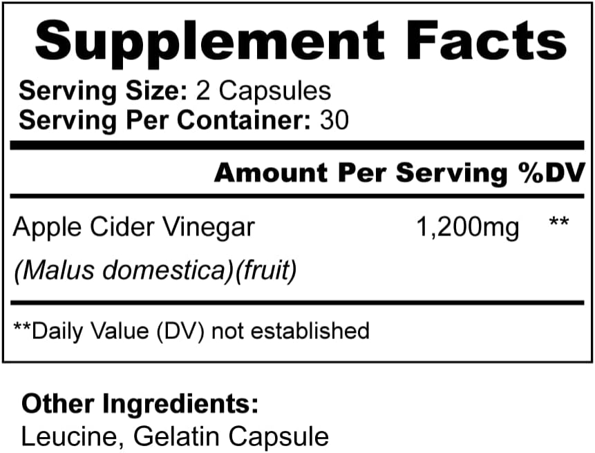Ni una dieta más Reduce Abdominal Fat - Apple Cider Vinegar Capsules - Best for Weight Loss